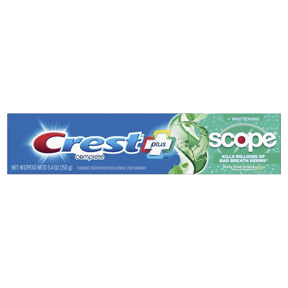 Crest Complete PLUS Scope Toothpaste 153 g (2 PK) Minty Fresh Striped EXP 4/26