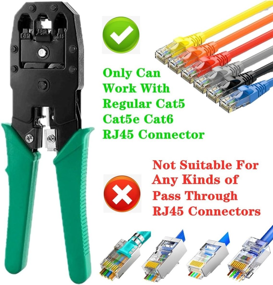 Network Tool Kit for Cat5e Cat6 Ethernet Crimper Tester Punch Down Portable