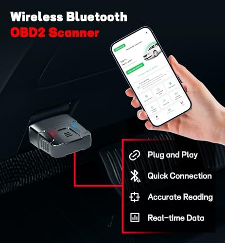 Bluetooth OBD2 Scanner for Cars - Wireless OBD2 Scan Tools & Code Reader black