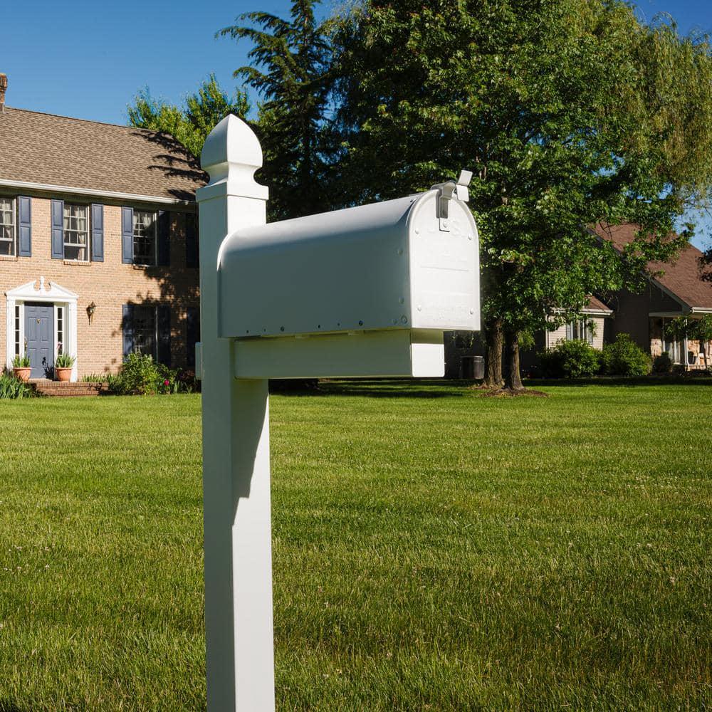 Architectural Mailboxes Post White Vinyl Crossarm Convertible Rust-Proof Durable