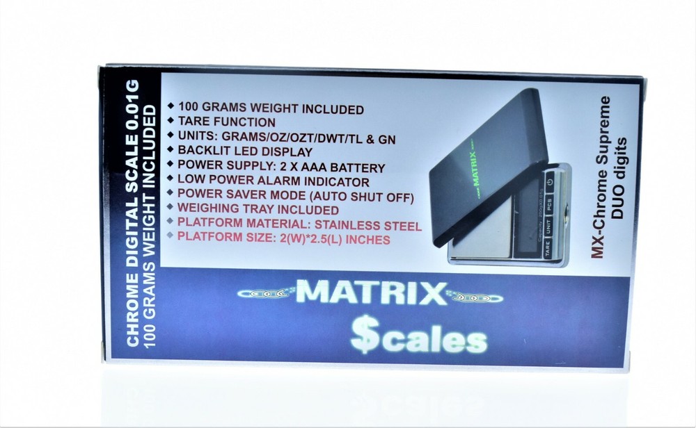 MATRIX 200g / 0.01g LCD Chrome Digital Scale