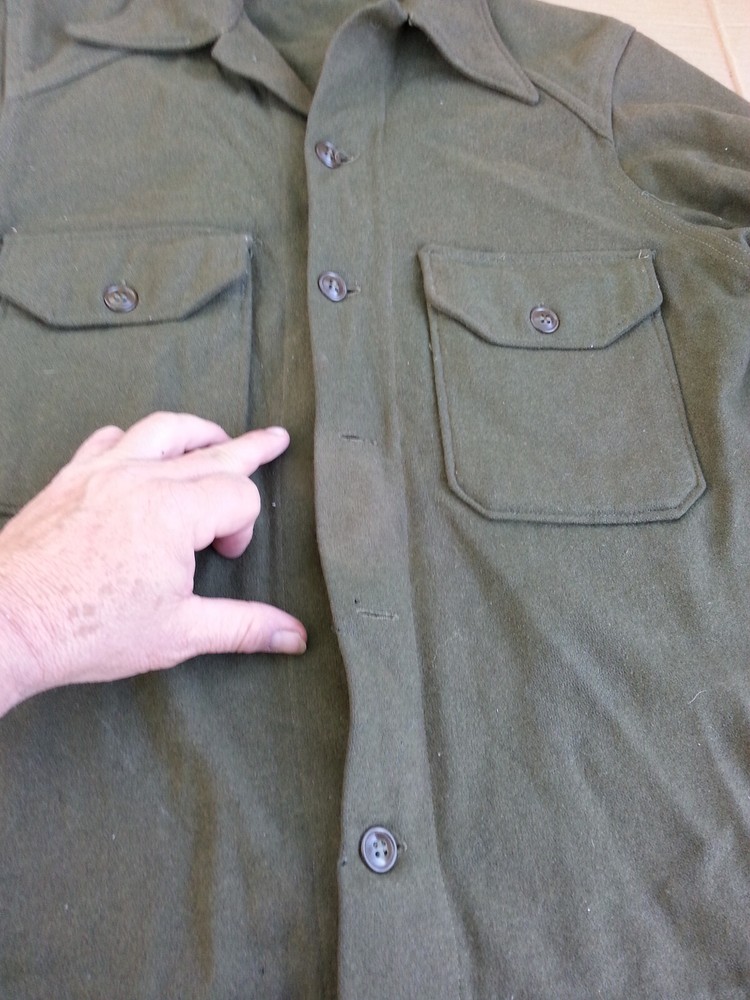 WW2 USGI HEAVY WOOL BUTTON DOWN SHIRT SIZE MEDIUM