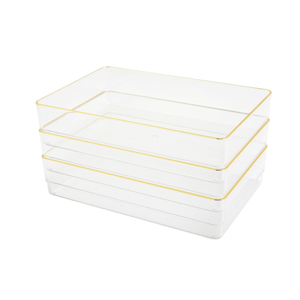 Kerry Plastic Stackable Office Desk Drawer Organizers, 9" x 6", 3 Pack, with ...
