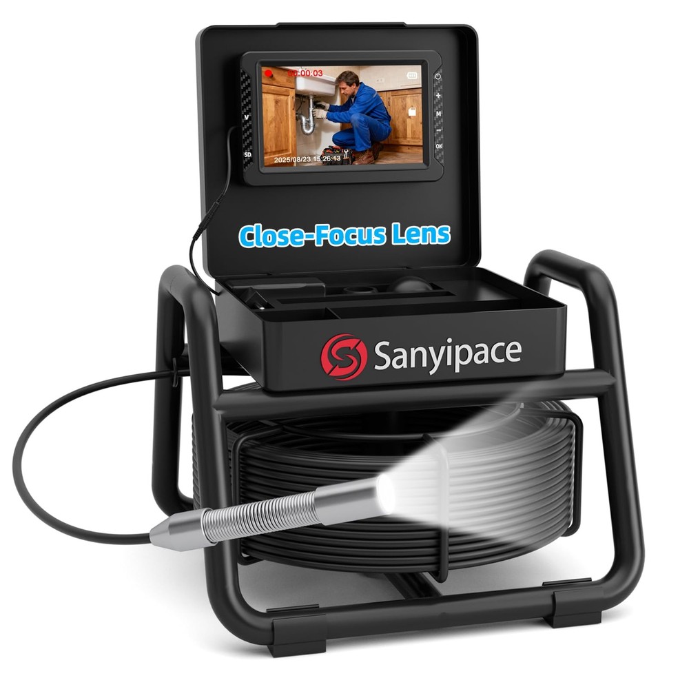 Sewer Camera, 5" IPS HD Pipe Inspection Camera,Built-in 32GB DVR with Microph...