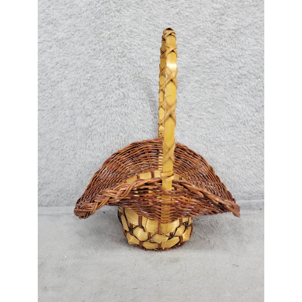 Wicker Flower Basket Handle Small Woven Easter Spring Decoration