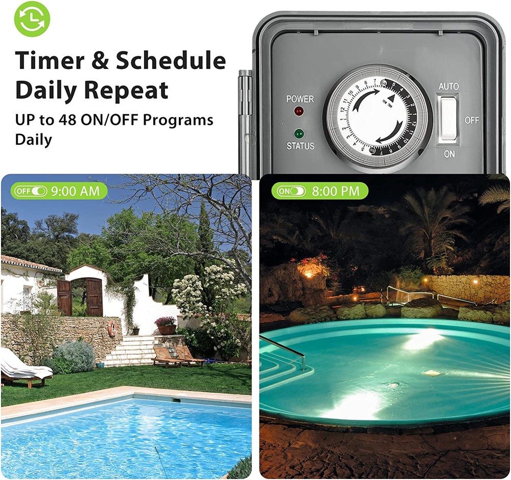 BN-LINK 24Hr Programmable Pool Pump Timer Mechanical Box Heavy Duty For Pool