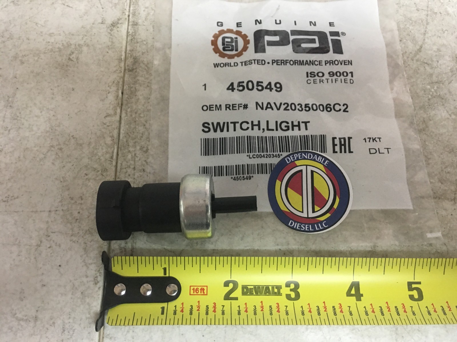 Parking Brake Light Switch for International PAI# 450549 Ref 2035006C2 2035006C1