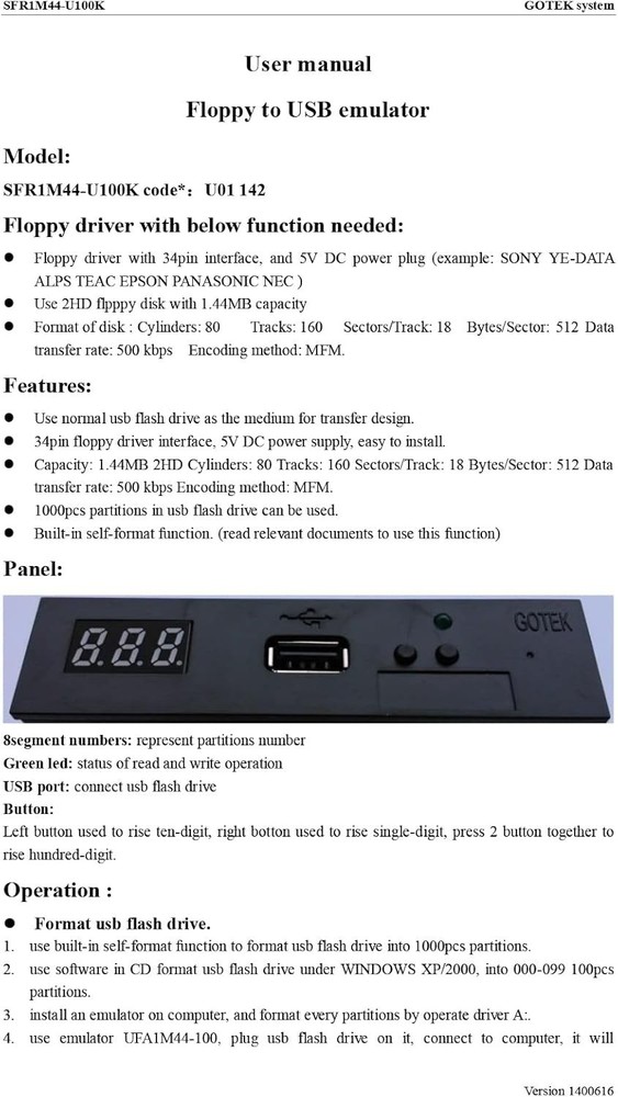 Effortless Data Transfer with 3.5-Inch USB Floppy Drive Simulator - Black