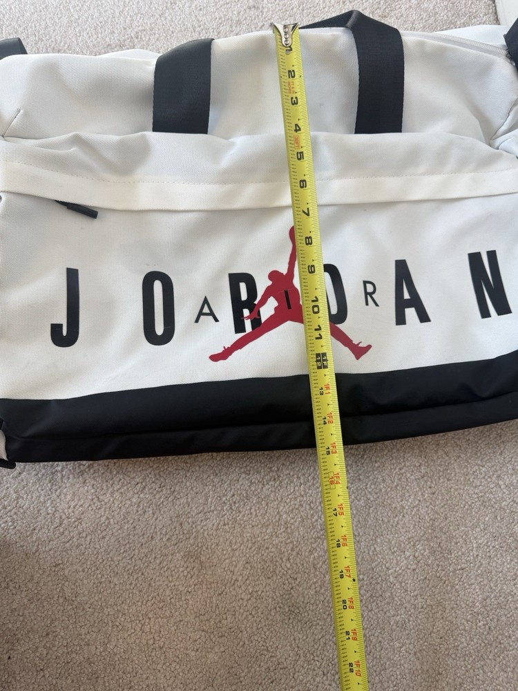 Jordan Large Grip Gym Bag White Black Red Polyester Adjustable Strap