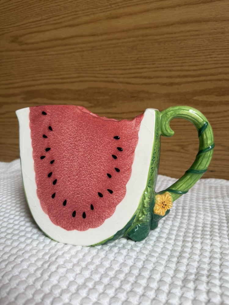 Garden Ridge Watermelon Pottery Pitcher