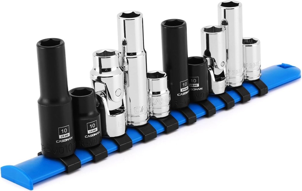 10-Piece Shallow Deep Impact Socket & Flex Socket Set - 10mm, 1/4" & 3/8" Drive