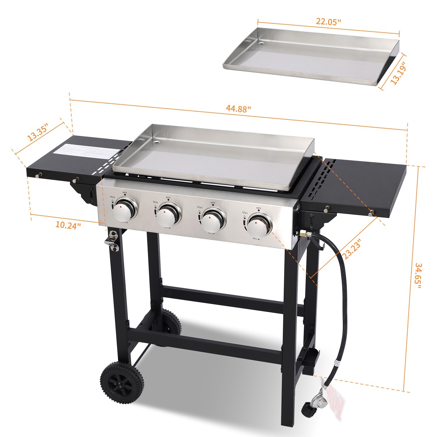 Propane Gas Griddle 4-Burner Flat Top Grill Griddle with Wheel Cover for Outdoor
