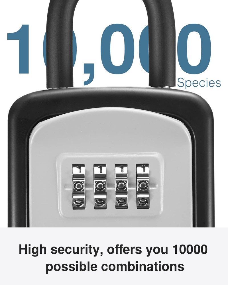 Key Lock Box, 4-Digit Combination Key Storage Lockbox, Portable Wall Mounted ...