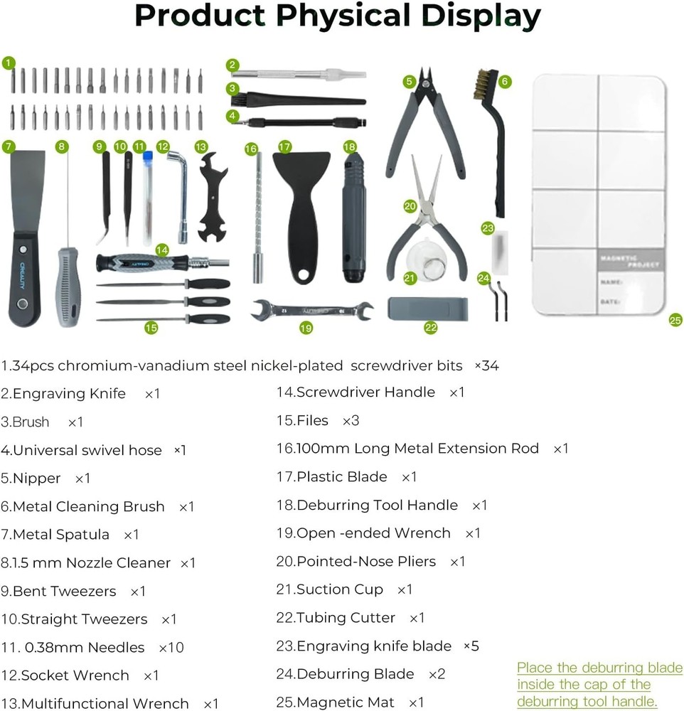 3D Printer Tool Kit 74Pcs for FDM Printing, Includes Cleaning, Assembly & More