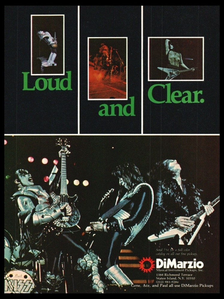 1979 KISS for Dimarzio Guitars Print ad /mini-poster-VTG Man Cave music rm décor