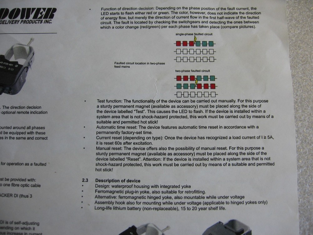 Power Delivery Products Loadtracker Hinged Yoke Directional Load Fault Indicator