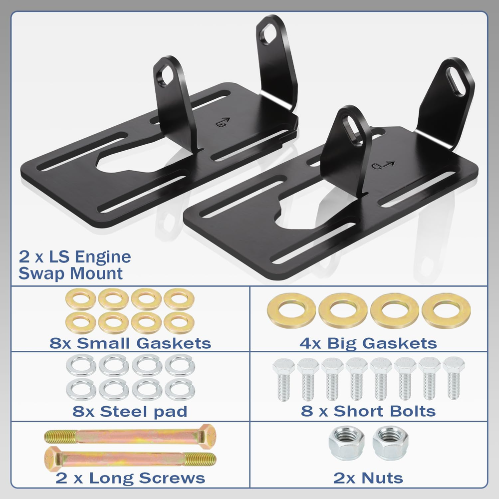 LS Universal Conversion Engine Swap Mounts Compatible with 1973-1998 Square Body