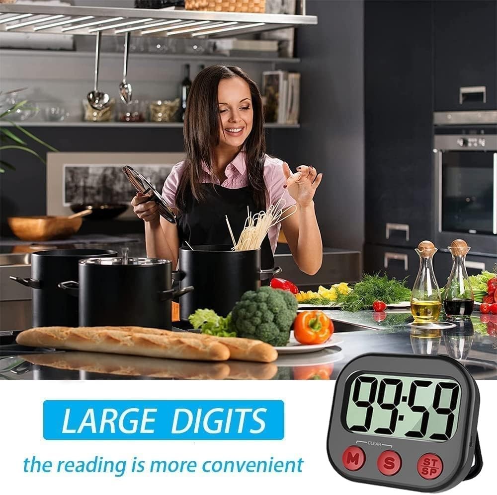 Loud Digital Kitchen Timer with Large LCD Display - Ideal Cooking Companion