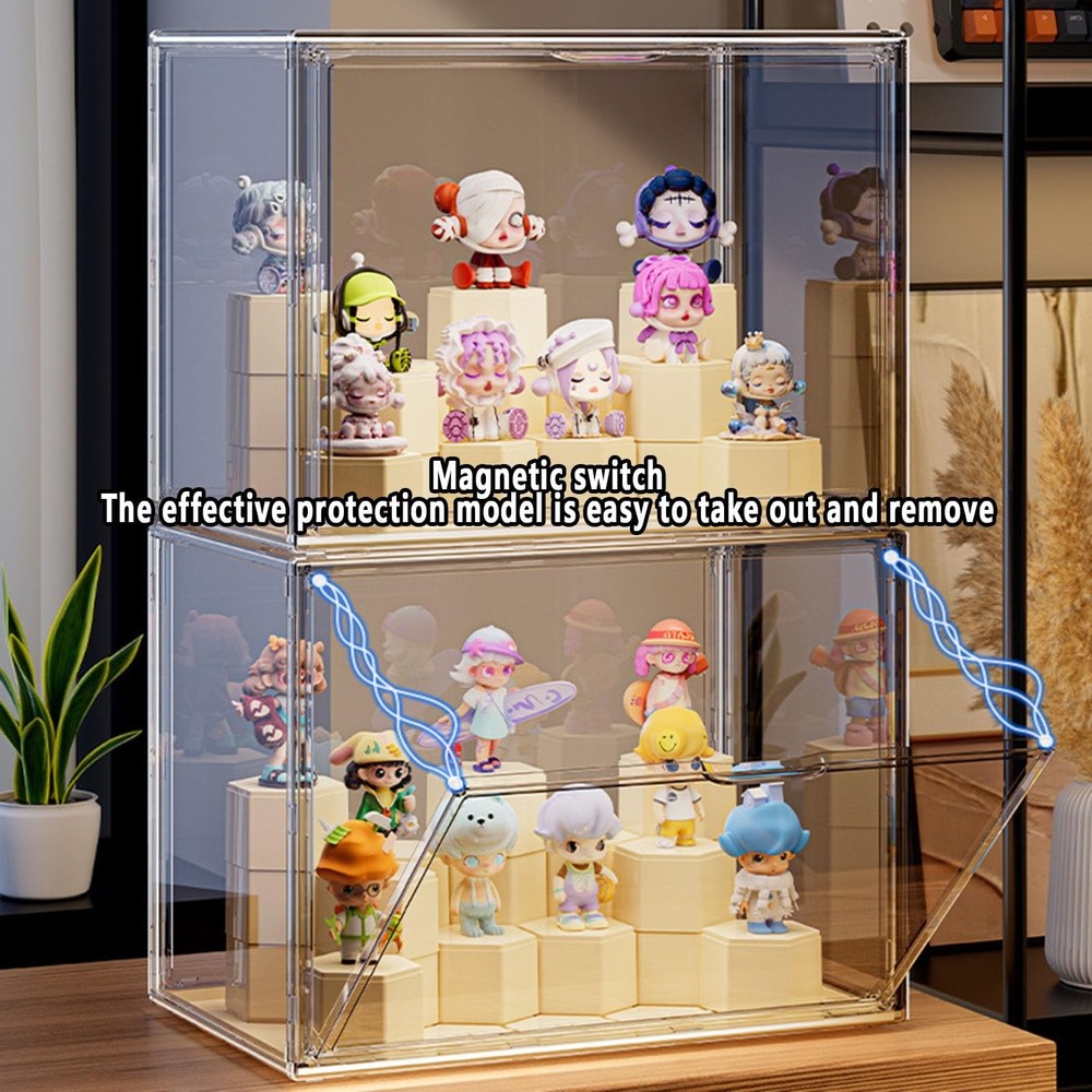 Large Capacity Doll Transparent Display Box Multifunction with Building Block...
