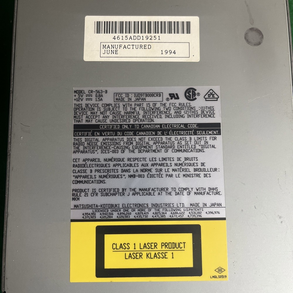 Matsushita CD-ROM Drive CR-563-B UNTESTED @3M