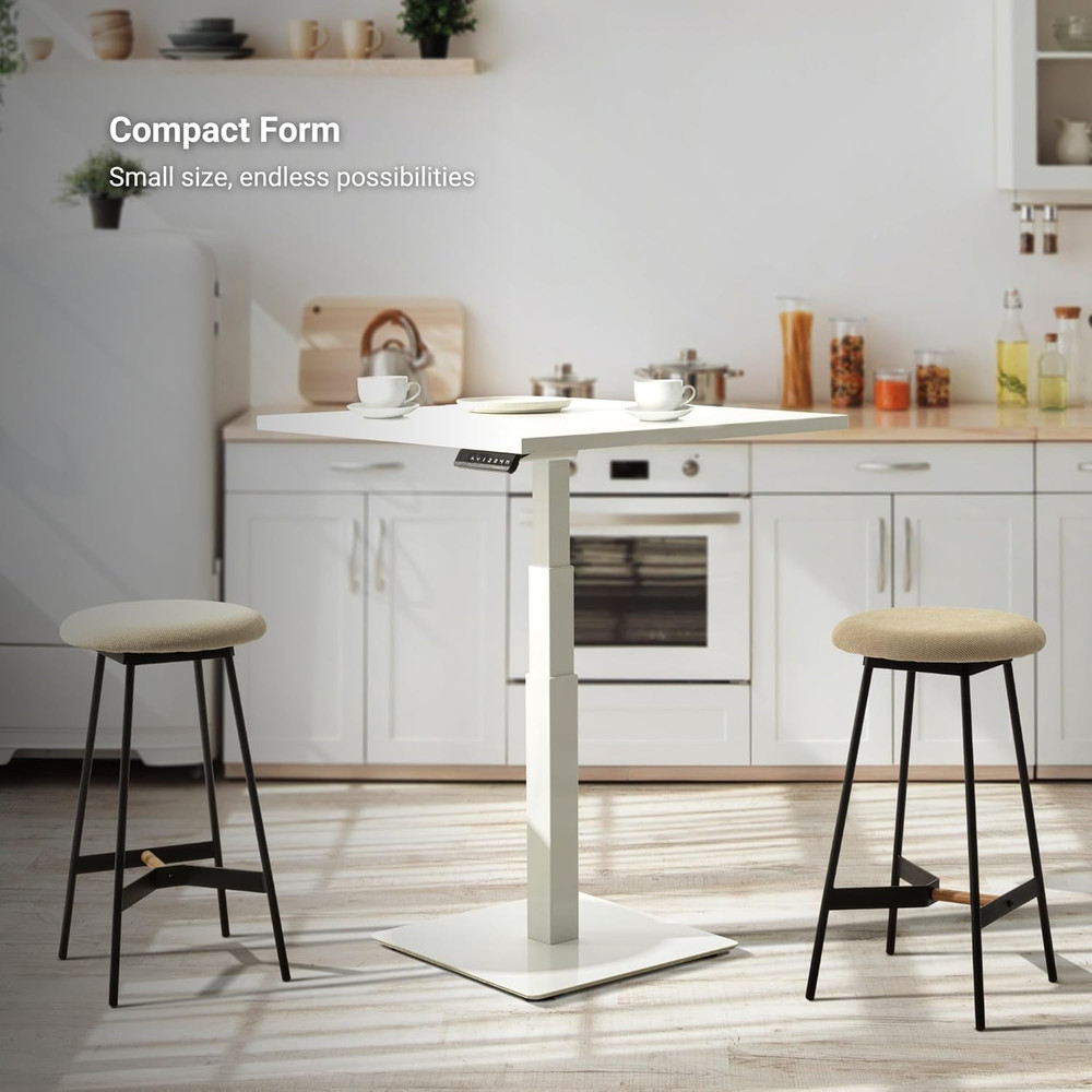 Adjustable Mini Ryzer Square Table Desk 30"x30" - Black Frame, Gray Oak