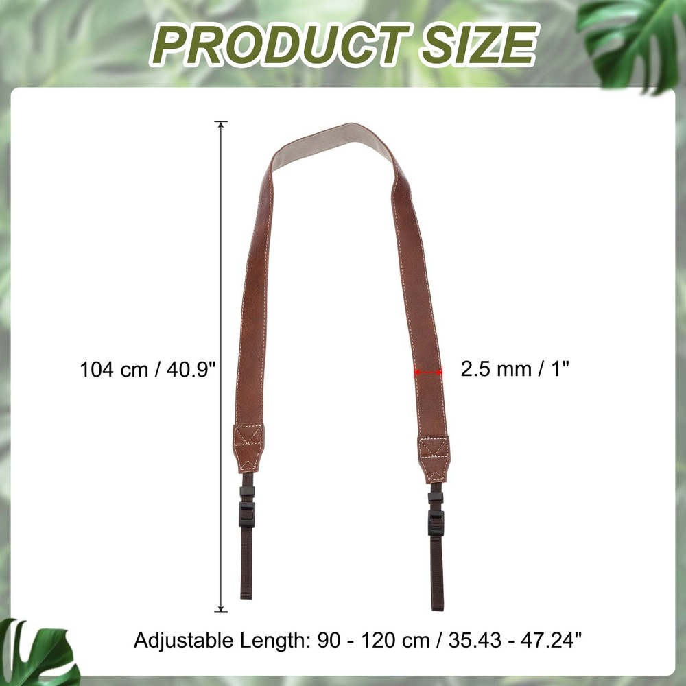 Camera Strap, PU Leather Adjustable Camera Neck Strap Brown