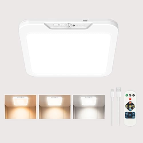 Rechargeable Ceiling Light with Motion Sensor & Remote, 3 Color 1 Pack