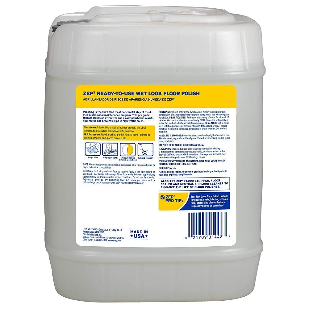 Zep Wet Look Floor Polish - 5 Gallon (1 Pail) ZUWLFF5G