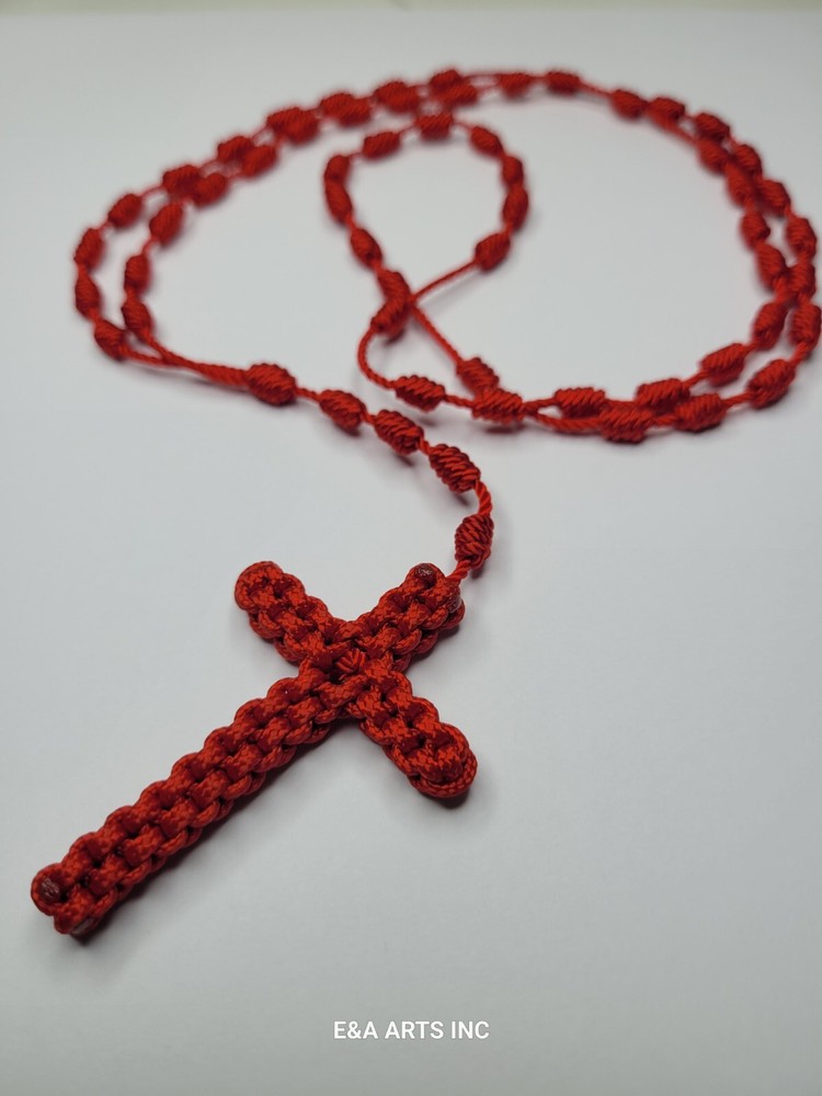 Rosario de Cordon Rojo Hecho a Mano 100% CALIDAD
