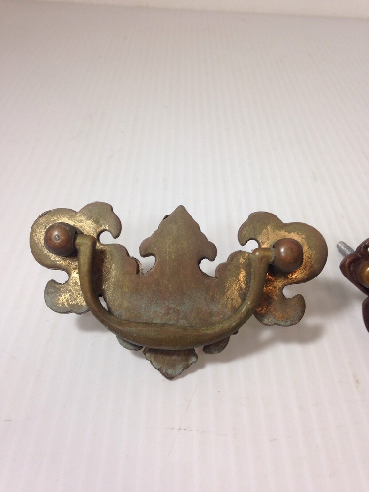 Antique Brass Drawer Pull lot 2 Ornate Hardware