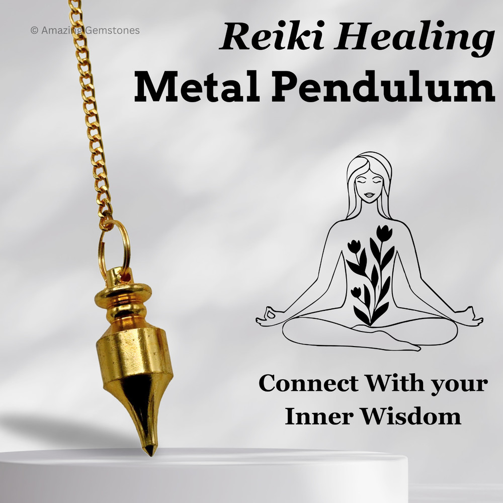 Gold Long Point Steel Copper Pendulum for Divination