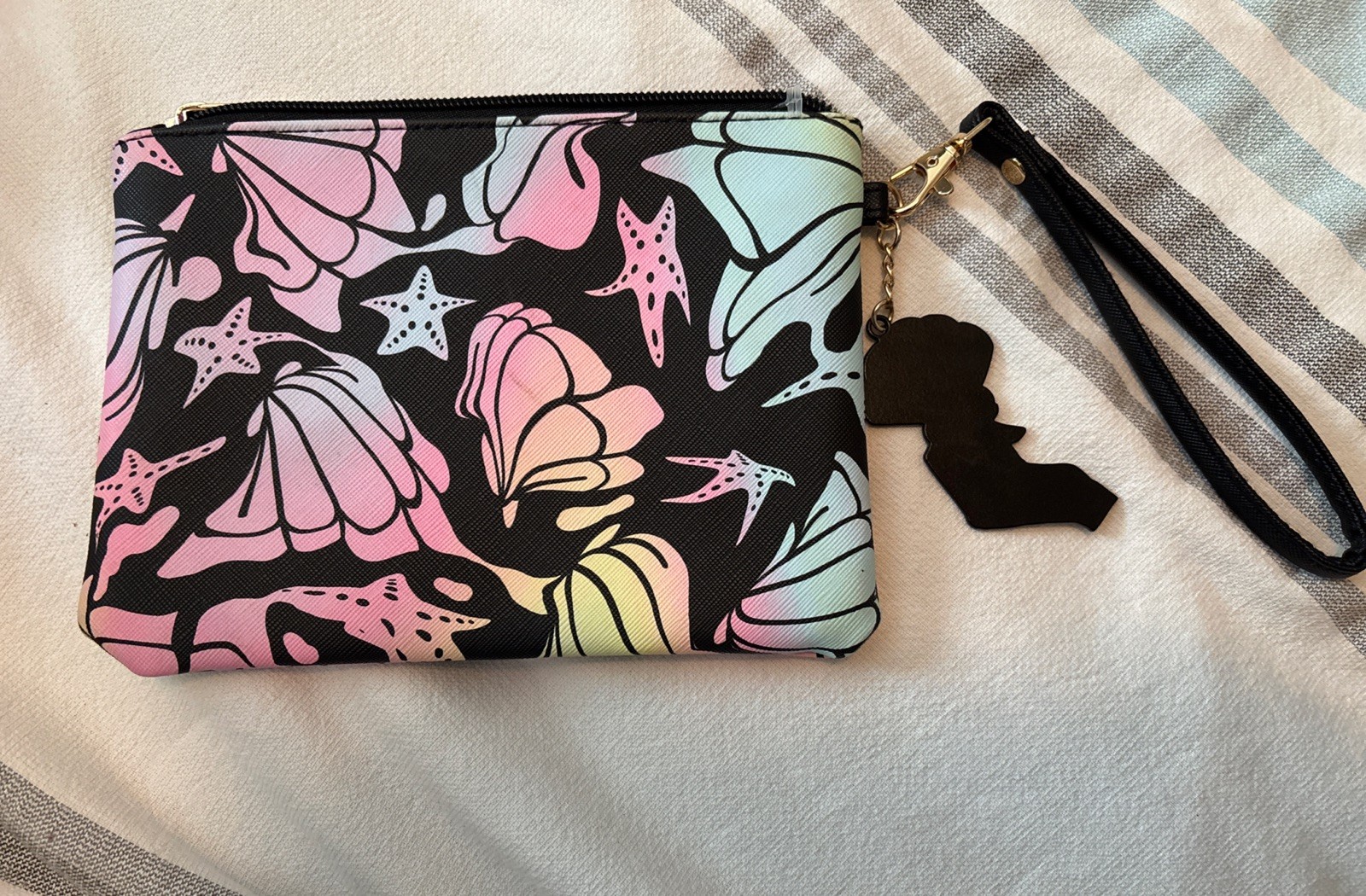 Bioworld Ariel Disney Princess Zip Pouch Wristlet Little Mermaid -large Charm