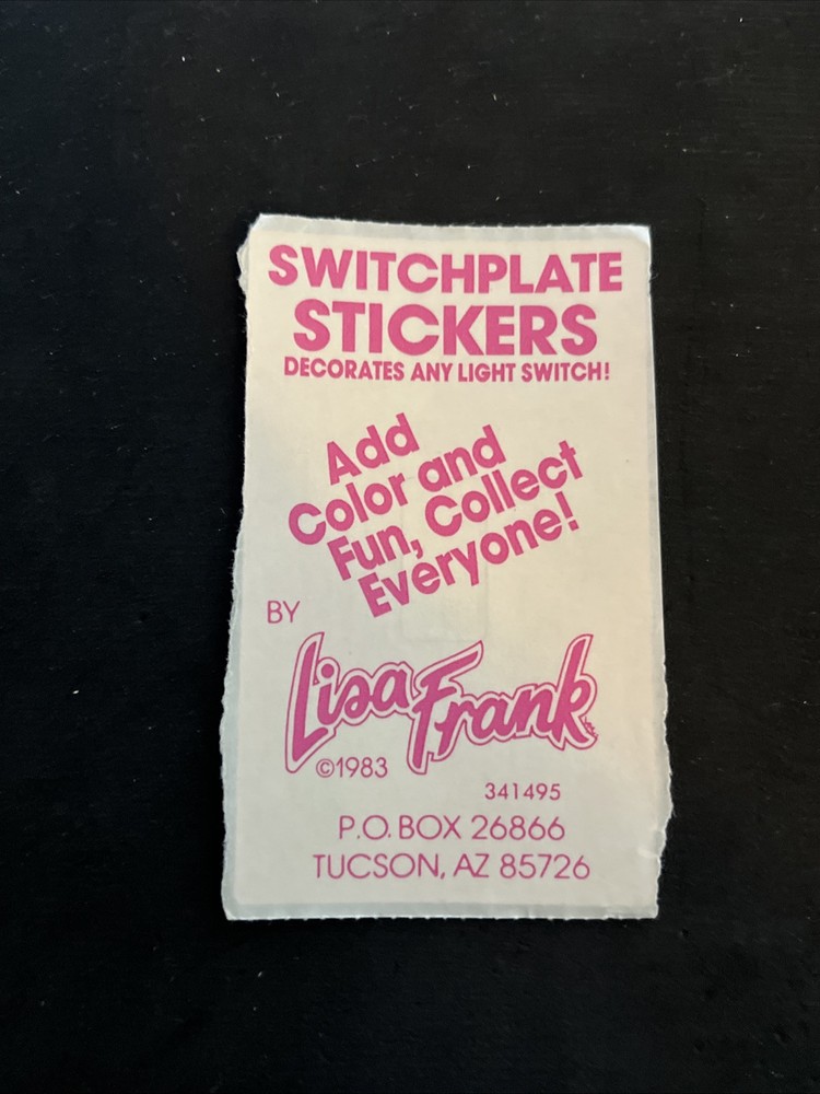 Vintage LISA FRANK Hearts & Music Notes Switchplate Sticker