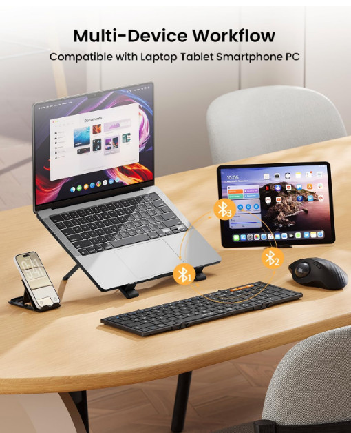 ProtoArc Foldable Bluetooth Keyboard, XK01 Full-Size Portable Wireless Keyboard