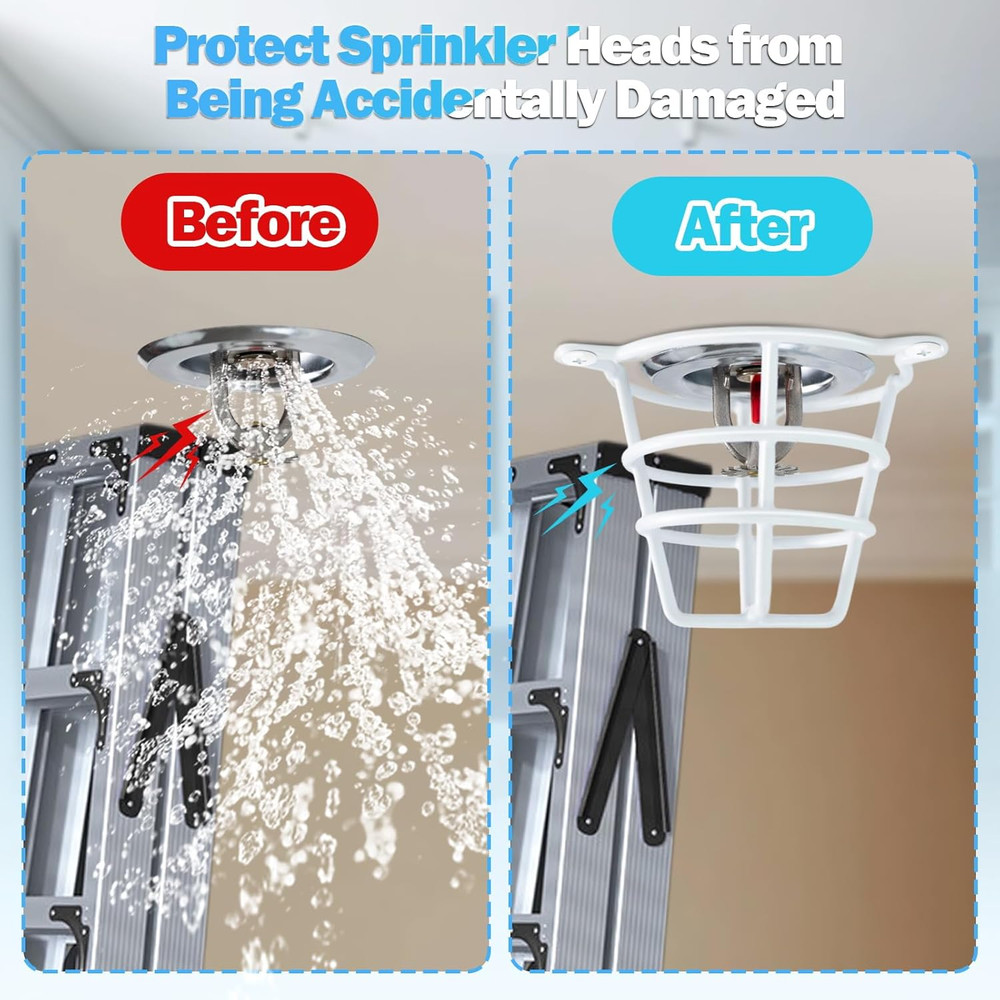 White Fire Sprinkler Head Guard Cover Cage Protector - 6 Pack