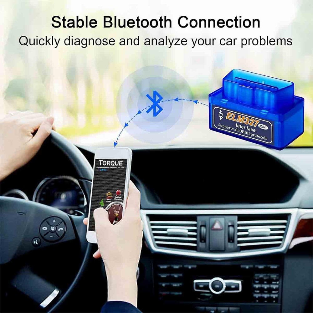 OBD2 Universal Car Engine Fault Code Reader Read Bluetooth Scanner Tool