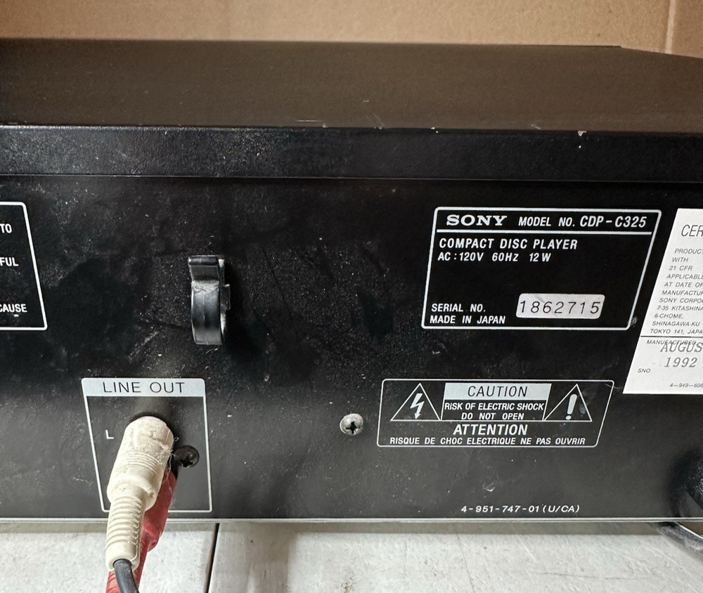 Sony Compact Disc Player Carousel Changer CDP-C325 No Remote TESTED!