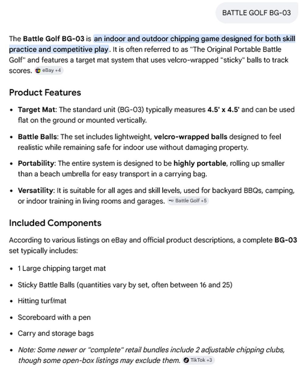 1 NEW BATTLE GOLF BG-03 PORTABLE INDOOR OUTDOOR GOLF GAME NIB ***MAKE OFFER***