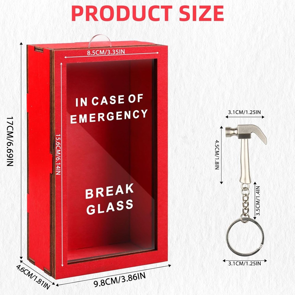 Funny Gift Emergency Box - Create Self Defined Idea Jar w/Hammer, Break Red