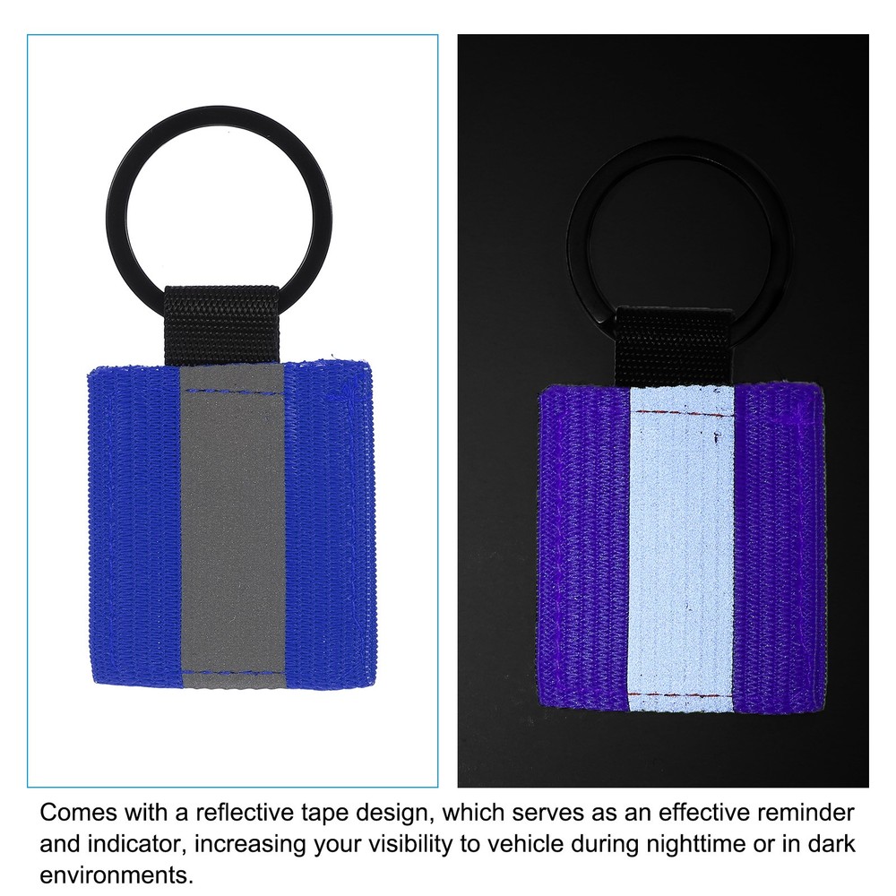 4 Pcs Reflective Keychain Tags, Reflective Zipper Pulls, Blue