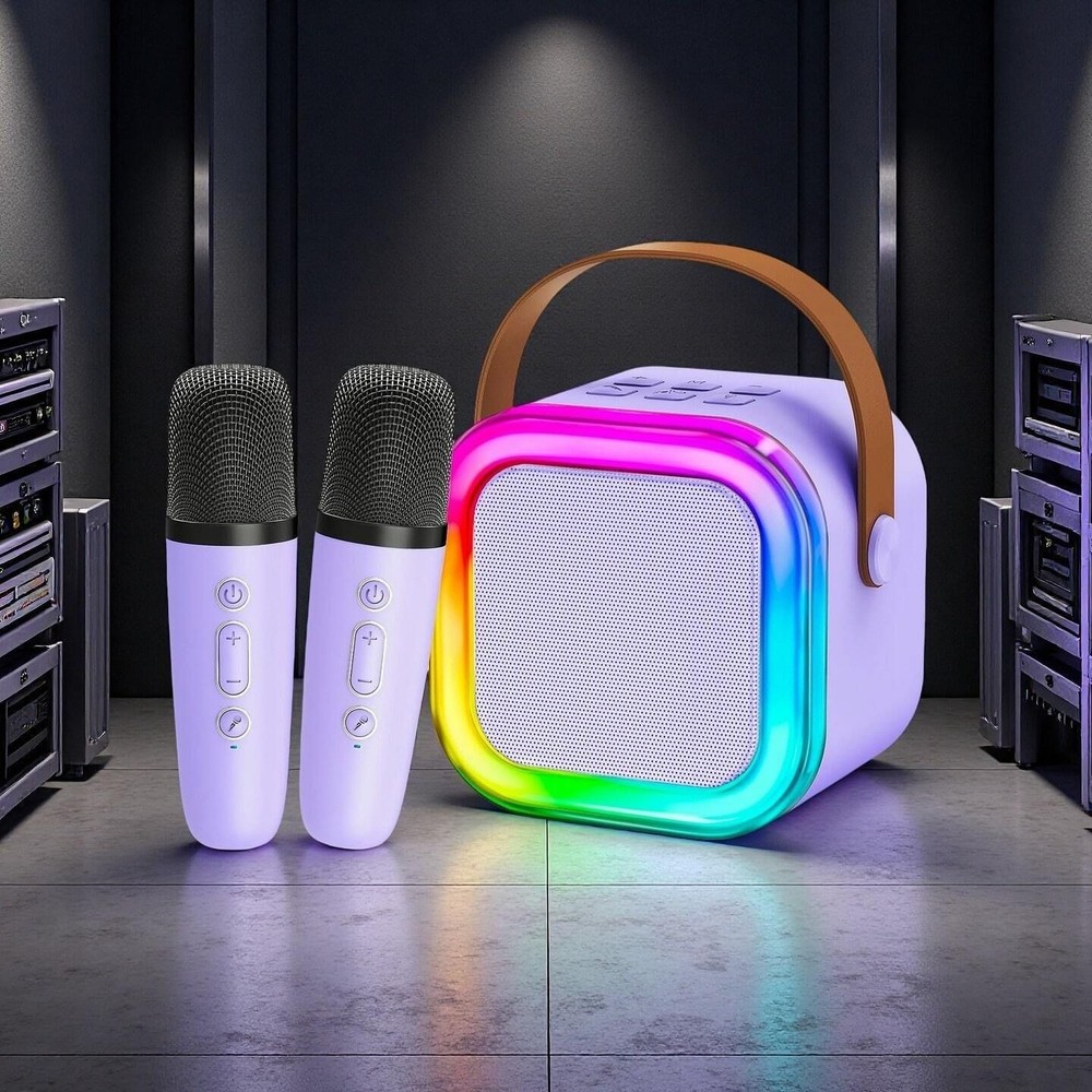 Portable Bluetooth Speaker Karaoke Machine System +Microphone Party Light /Strap