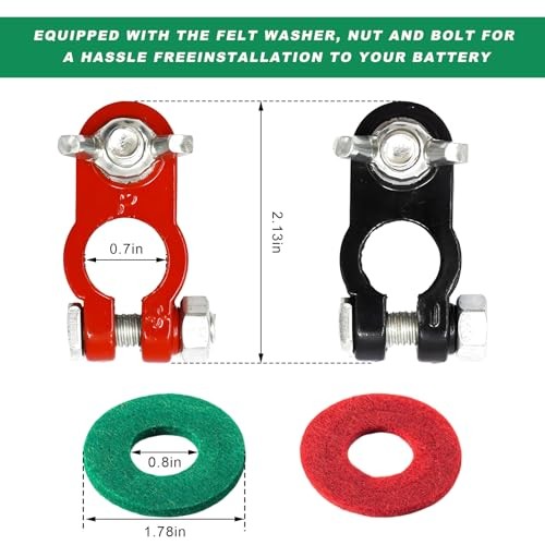 Battery Terminal Connectors, Top Post Battery Terminal Color Coded Clamps Set
