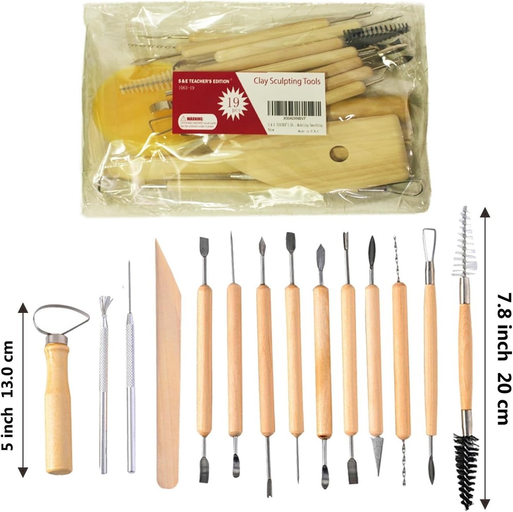 Professional 19-Piece Clay Sculpting Tools - Double-Sided for Precision Modeling