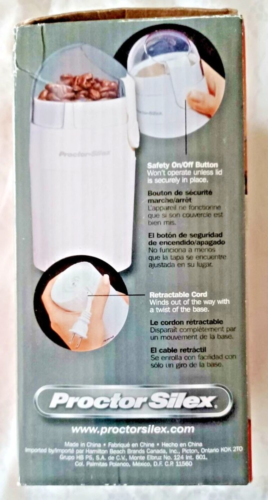 Proctor Silex Durable Coffee Grinder E160BY White Open Box