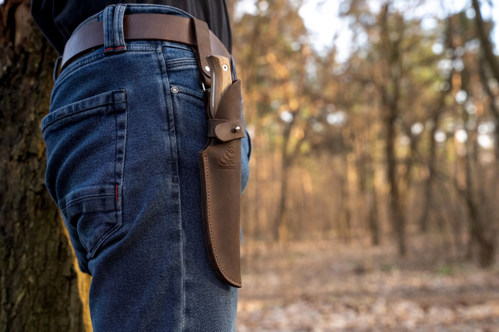 Carbon Steel Fixed-Blade Bushcraft Knife with Leather Sheath BeaverCraft BSH3