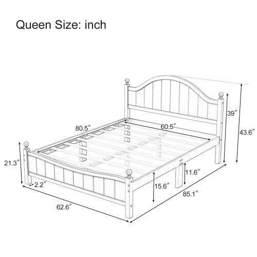 Full/Queen/King Size Platform Bed Solid Wood Bed Frames w/ Headboard & Footboard