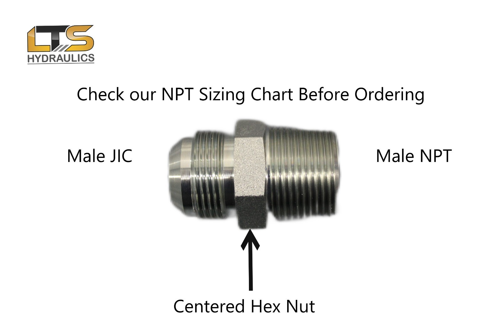 1/2" Male JIC x 1/2" Male NPT Pipe Adapter Zinc Plated Steel 2404-08-08 Qty 1