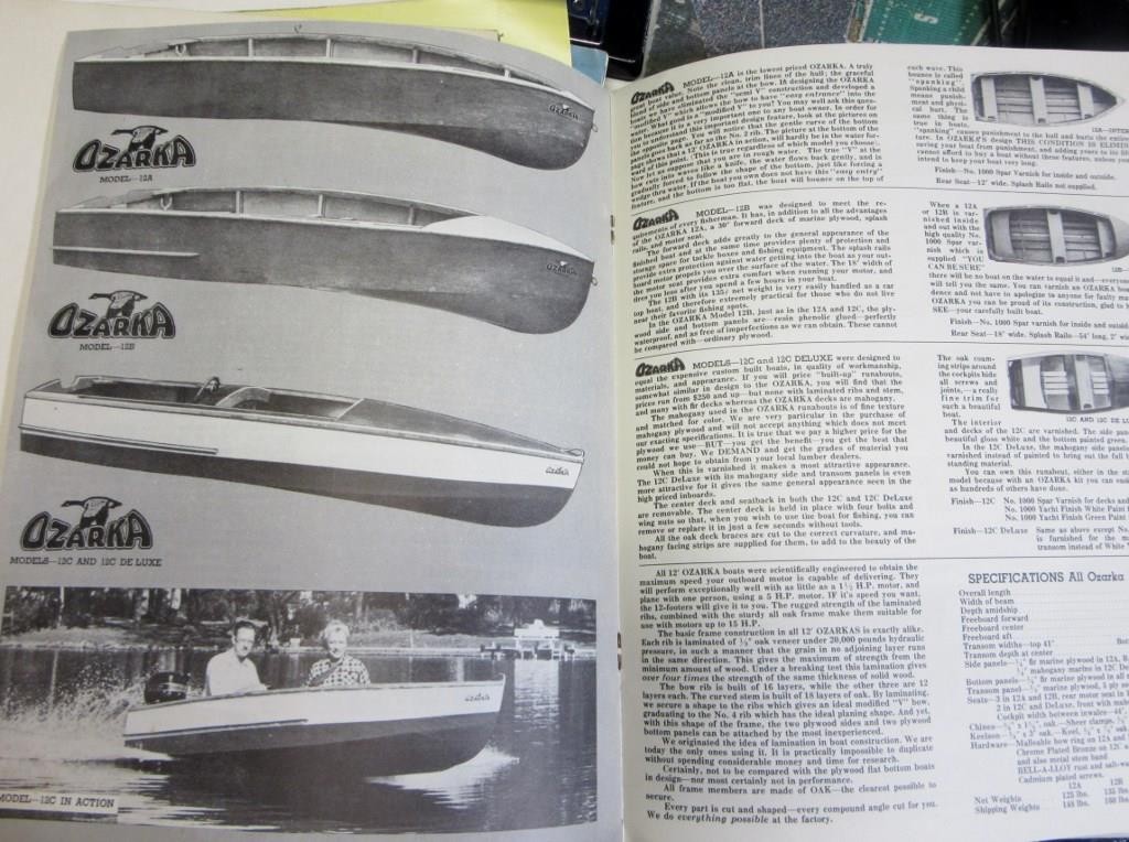 1951 OZARKA Laminated BOATS CATALOG, Woodstock, Illinois Plus Brochures