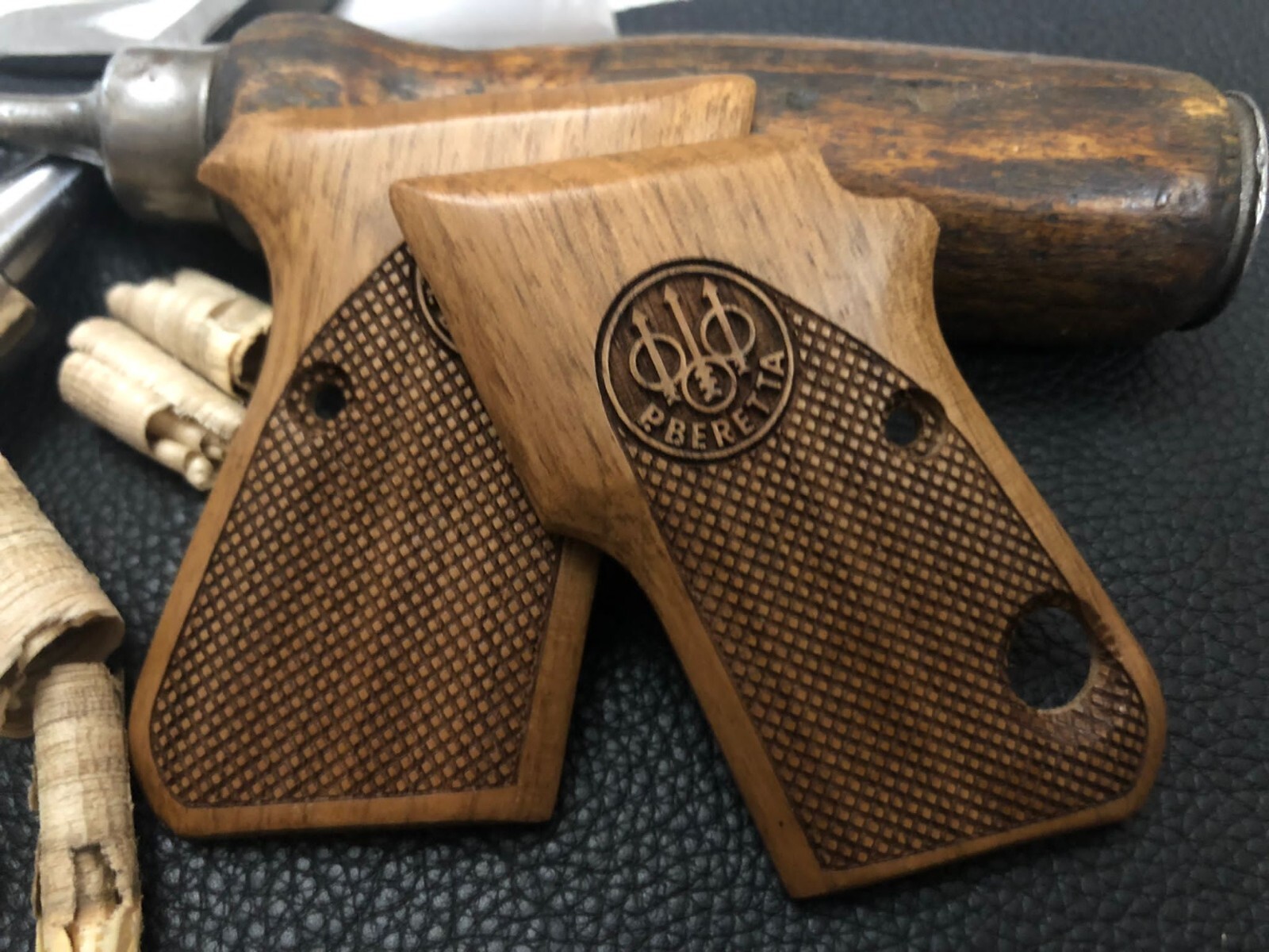 Beretta 950 Jetfire Walnut Wood Grips with Safety Cut. Fits 950, 950B, 950BS