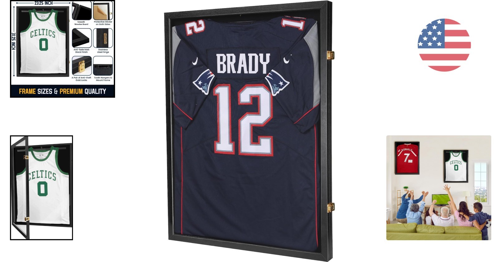 Jersey Frame Display Case ,Jersey Shadow Box with 98% UV Protective Acrylic D...